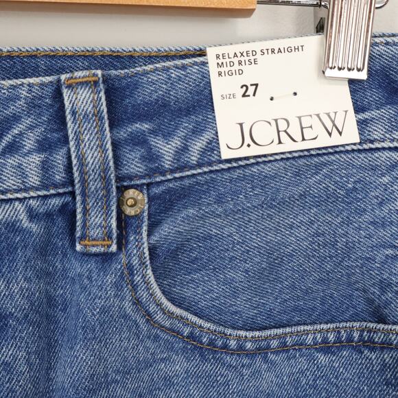J.Crew Mid Rise Relaxed Straight Jean with Suede Stripe Size 27 NWT - Picture 4 of 9